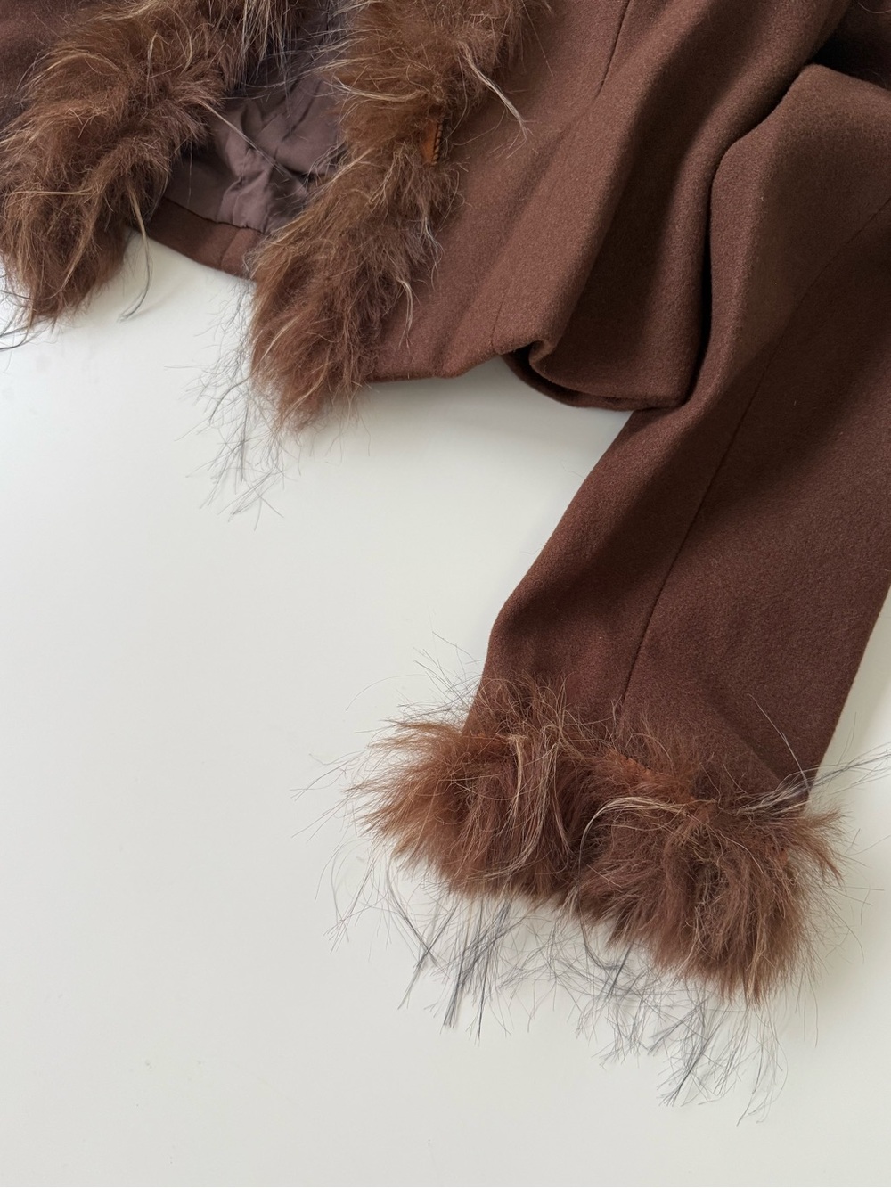 Brown Crop Jacket with Faux Fur Trim - Picture 3 of 5